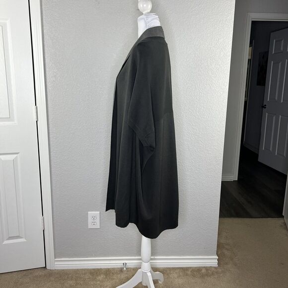 Ronen Chen Size 3 US 10 Long Cardigan Gray Open Front Short Sleeve Lagenlook - Picture 3 of 7